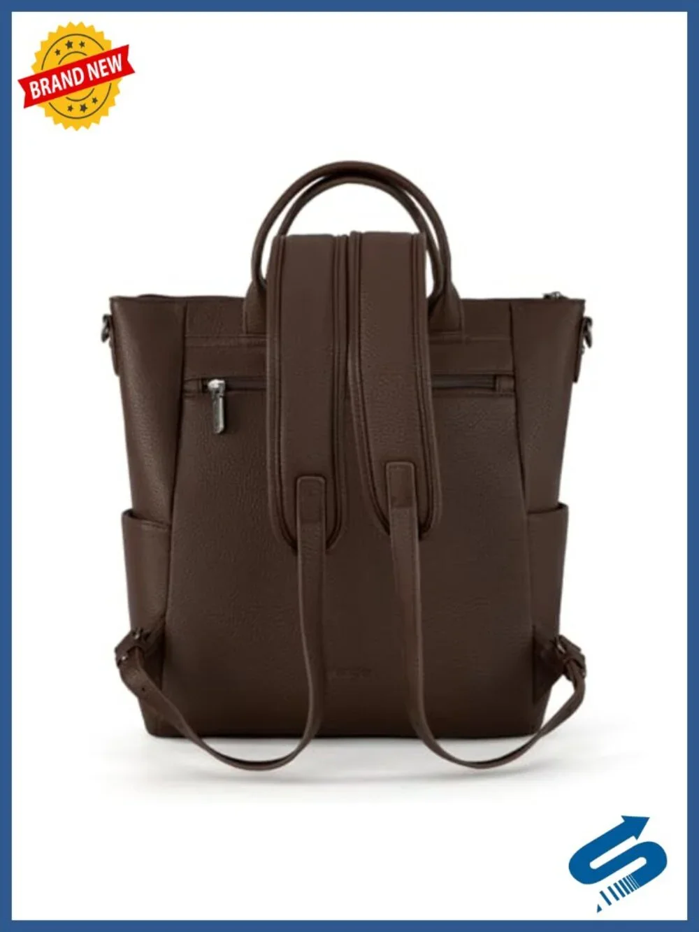 Faux Leather Convertible Backpack Purse for Women Medium Travel Work Shoulder
